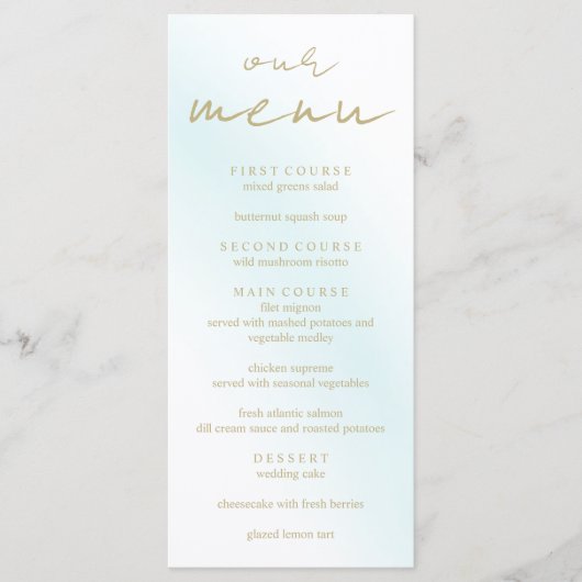 Blue Waterverf Wave Wedding Menu (Voorkant)