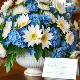 Blue Waterverf Wave Wedding Plaatskaartje