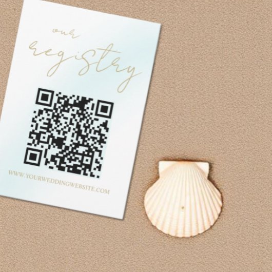 Blue Waterverf Wave Wedding Registry Informatiekaartje