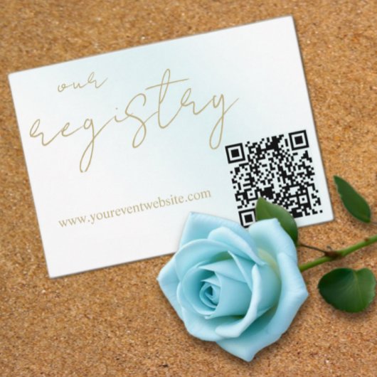 Blue Waterverf Wave Wedding Registry Informatiekaartje