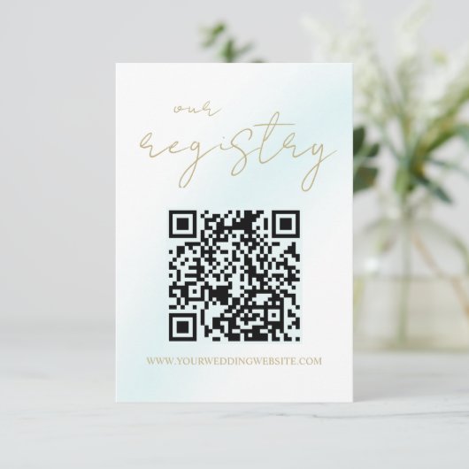 Blue Waterverf Wave Wedding Registry Informatiekaartje (Staand voorkant)