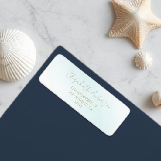 Blue Waterverf Wave Wedding Retouradres Etiket