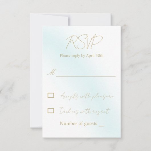 Blue Waterverf Wave Wedding RSVP Kaartje (Voorkant)