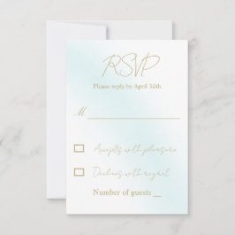 Blue Waterverf Wave Wedding RSVP Kaartje