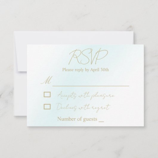 Blue Waterverf Wave Wedding RSVP Kaartje (Voorkant)
