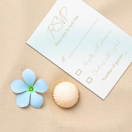Blue Waterverf Wave Wedding RSVP Kaartje