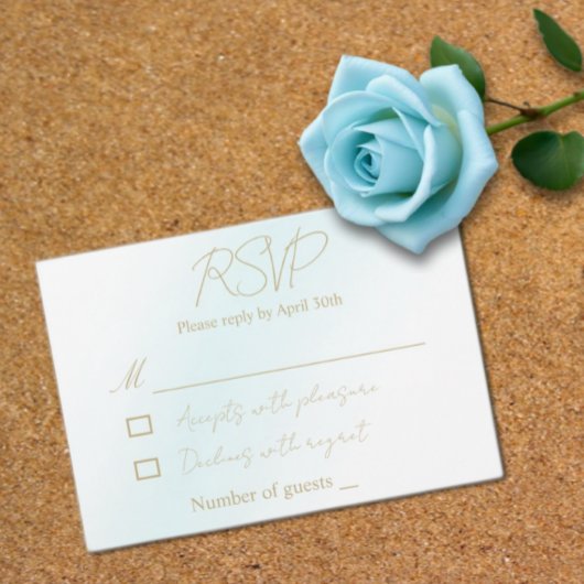 Blue Waterverf Wave Wedding RSVP Kaartje