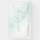 Blue Waterverf Wave Wedding Spandoek (Verticaal)