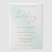 Blue Waterverf Wave Wedding Vellum Uitnodigingen (Voorkant)