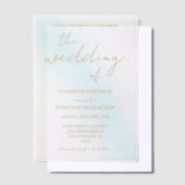 Blue Waterverf Wave Wedding Vellum Uitnodigingen (Offset)