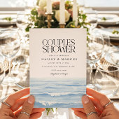 Blue Waterverf Waves Couples Vrijgezellenfeest Kaart