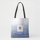 Blue Waterverf Waves Monogram Canvas tas (Voorkant)