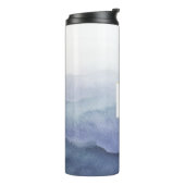 Blue Waterverf Waves Monogram Tumbler Thermosbeker (Gedraaid links)