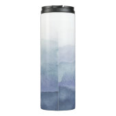 Blue Waterverf Waves Monogram Tumbler Thermosbeker (Achterkant)
