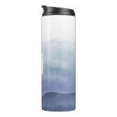 Blue Waterverf Waves Monogram Tumbler Thermosbeker (Geroteerd rechts)