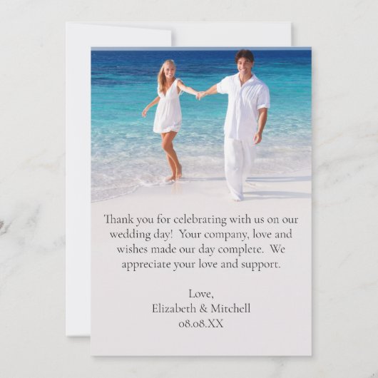 Blue Waterverf Weddenschap Foto Hartelijk dank Kaart (Achterkant)