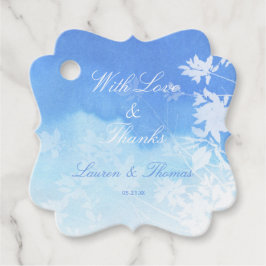 Blue Waterverf Wedding Bedankjes Labels