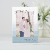 Blue Waterverf Wedding Bedankkaart (Staand voorkant)