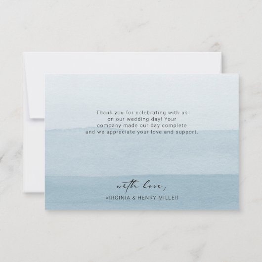Blue Waterverf Wedding Bedankkaart (Achterkant)