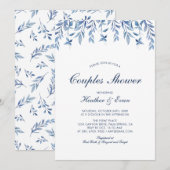 Blue Waterverf Wedding Couples Shower Uitnodiging (Voorkant / Achterkant)