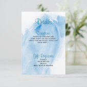Blue Waterverf Wedding Invitation Details Kaart (Staand voorkant)