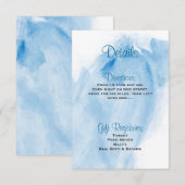 Blue Waterverf Wedding Invitation Details Kaart (Voorkant / Achterkant)