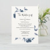 Blue Waterverf Wedding Invitation No Foto Kaart (Staand voorkant)
