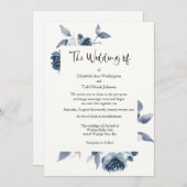 Blue Waterverf Wedding Invitation No Foto Kaart (Voorkant / Achterkant)