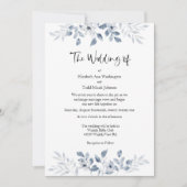 Blue Waterverf Wedding Invitation No Foto Kaart (Voorkant)