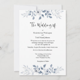 Blue Waterverf Wedding Invitation No Foto Kaart