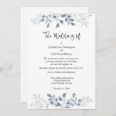 Blue Waterverf Wedding Invitation No Foto Kaart (Voorkant / Achterkant)