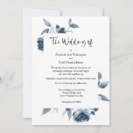Blue Waterverf Wedding Invitation No Foto Kaart