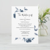 Blue Waterverf Wedding Invitation No Foto Kaart (Staand voorkant)