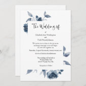 Blue Waterverf Wedding Invitation No Foto Kaart (Voorkant / Achterkant)