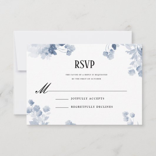 Blue Waterverf Wedding Invitation Suite Kaart (Voorkant)