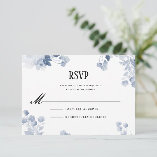 Blue Waterverf Wedding Invitation Suite Kaart (Staand voorkant)