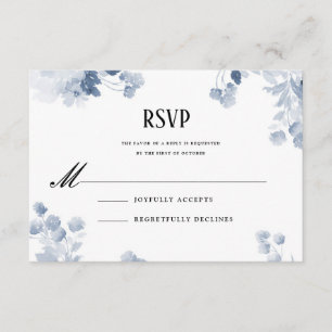 Blue Waterverf Wedding Invitation Suite Kaart
