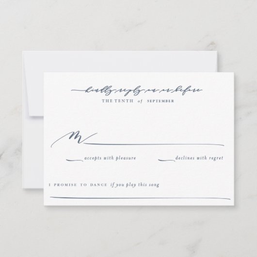 Blue Waterverf Wedding Invitation Suite Kaart (Voorkant)