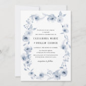 Blue Waterverf Wedding Invitation Suite Kaart (Voorkant)