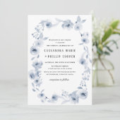 Blue Waterverf Wedding Invitation Suite Kaart (Staand voorkant)
