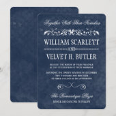 Blue Waterverf Wedding Invitations Kaart (Voorkant / Achterkant)