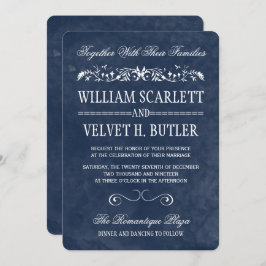 Blue Waterverf Wedding Invitations Kaart