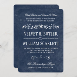 Blue Waterverf Wedding Invitations Kaart