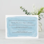 Blue Waterverf Wedding Invite Kaart (Staand voorkant)