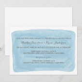 Blue Waterverf Wedding Invite Kaart (Voorkant / Achterkant)
