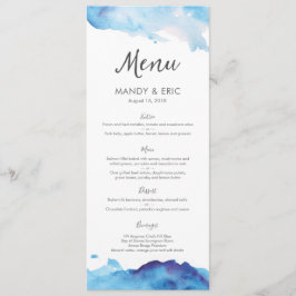 Blue Waterverf Wedding Menu of Program Card