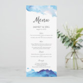 Blue Waterverf Wedding Menu of Program Card (Staand voorkant)