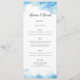 Blue waterverf Wedding Menu of Programma Kaart