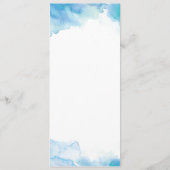 Blue waterverf Wedding Menu of Programma Kaart (Achterkant)