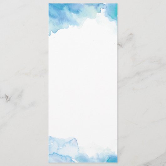 Blue waterverf Wedding Menu of Programma Kaart (Achterkant)